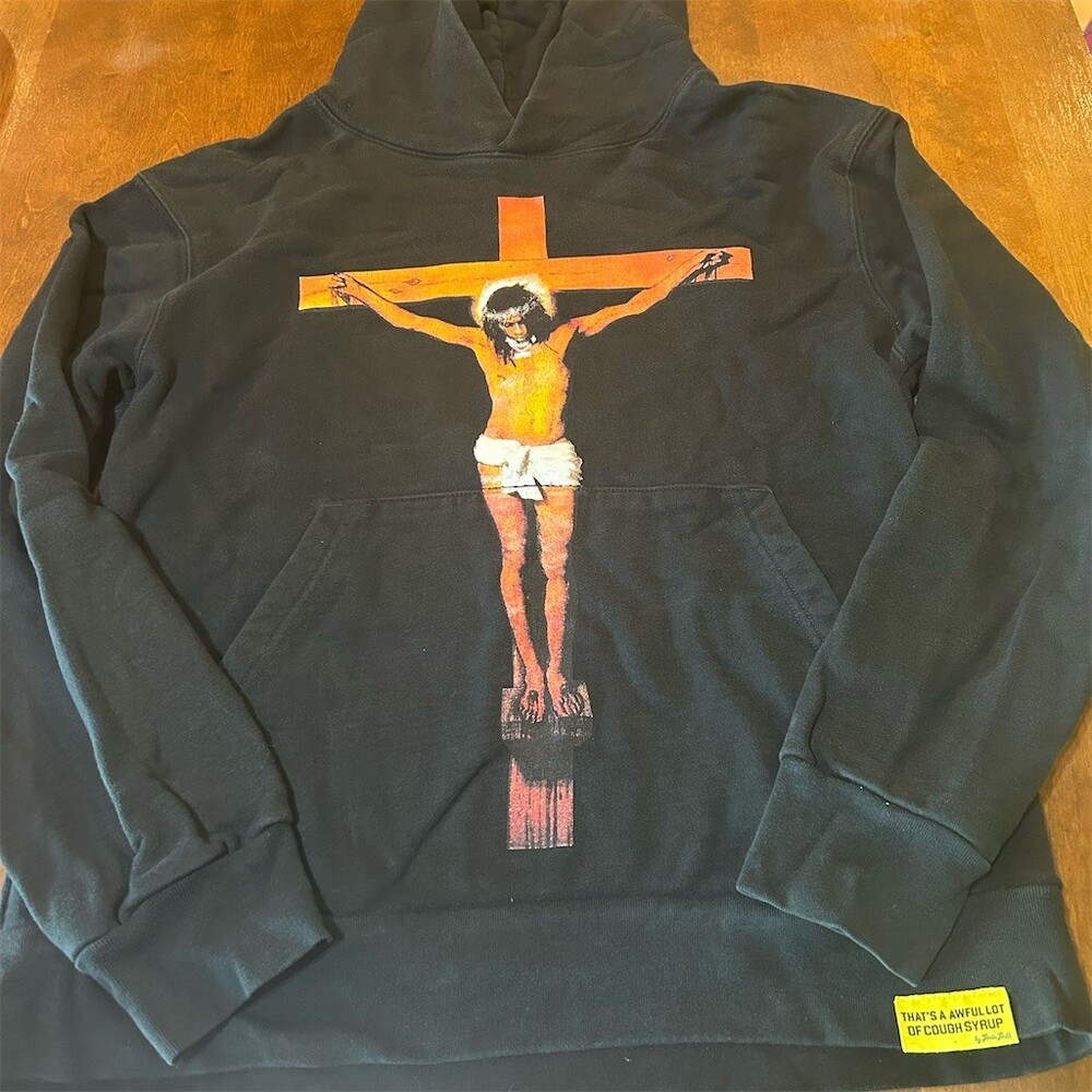 That's An Awful Lot of Cough Syrup Hoodie Mens M Black Free Jeff